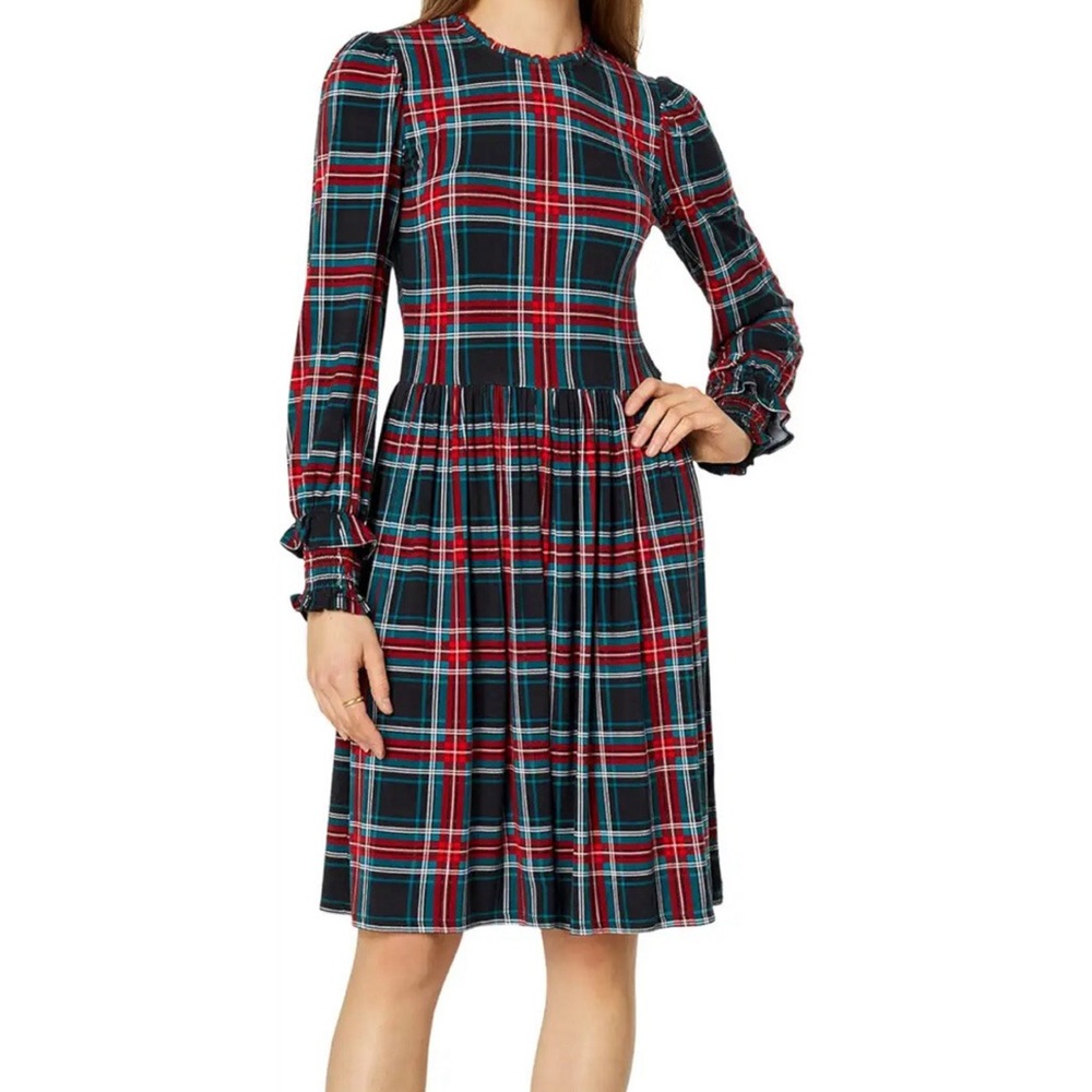 Draper James Kitty Dress In Georgia Plaid Belle Meade Black Size Medium